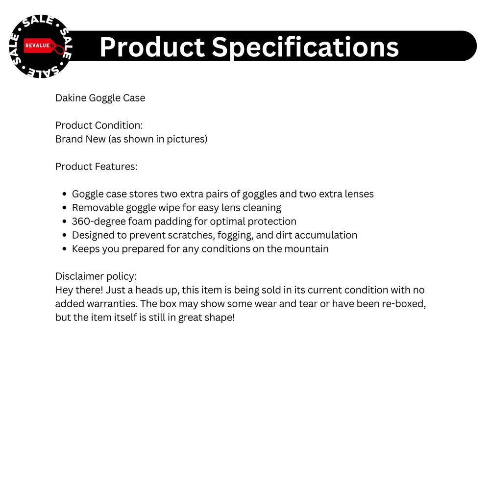Dakine Goggle Case Stores 2 Extra Pairs Goggles 2 Extra Lenses 360° Foam Padding - Picture 2 of 5